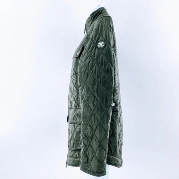 Barbour Womens Diamond Quilted Jacket Olive Green Filey Sherpa Lined - Picture 3 of 7